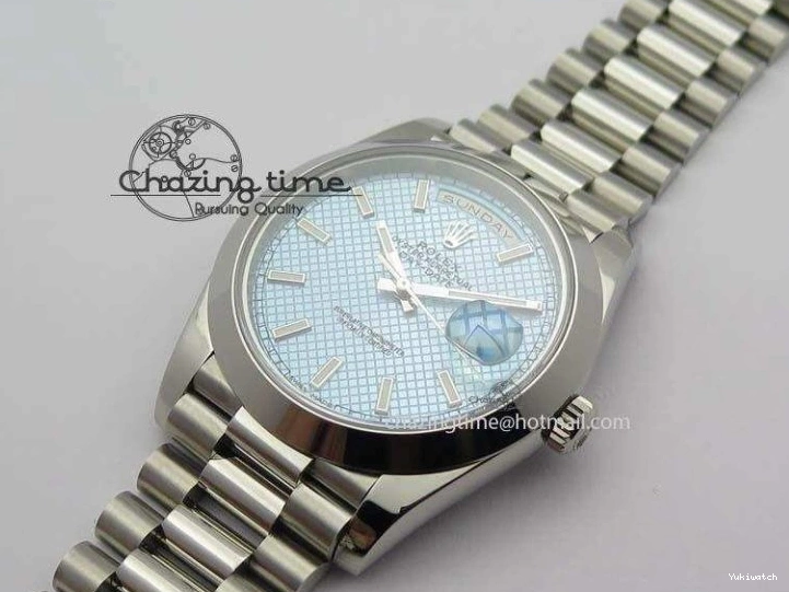 1:1 Bracelet Day-Date Dial Ice Noob Edition A3255 40mm SS on 228206 SS Textured Blue Best 0405